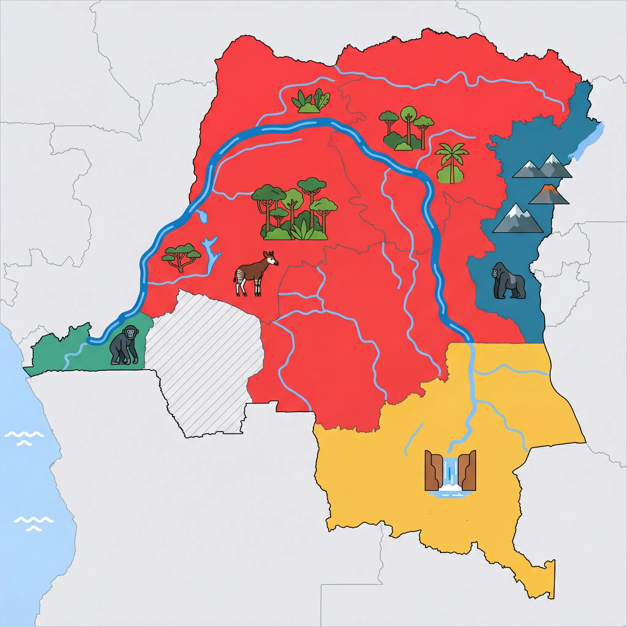 Map of Democratic Republic of the Congo